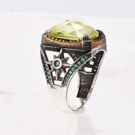 Inel de argint barbatesc cu lemon topaz in stil vintage [2]