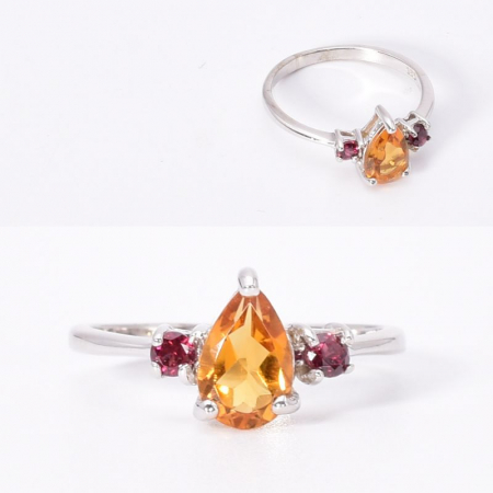 Inel de argint cu citrin si rodolit Splendoare Solara [2]