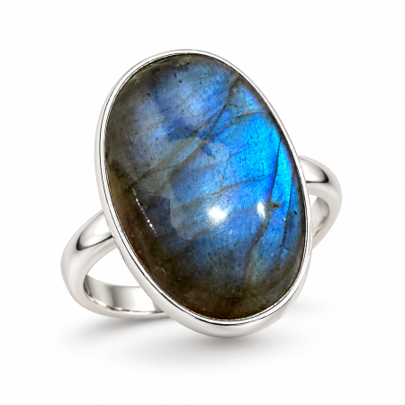 Bijuterii labradorit - Inel de argint cu labradorit handmade, marimea 63