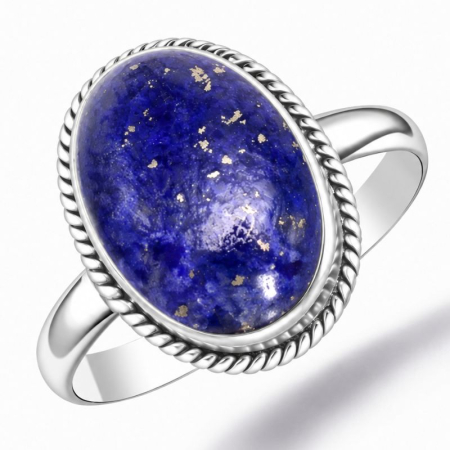 Inele argint cu pietre - Inel de argint lapis lazuli model Funie Rasucita