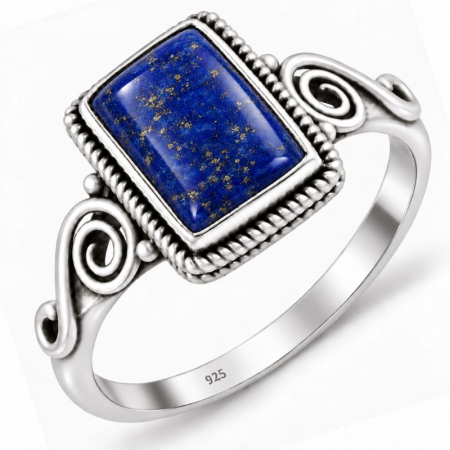 Bijuterii pietre semipretioase - Inel argint cu lapis lazuli dreptunghiular
