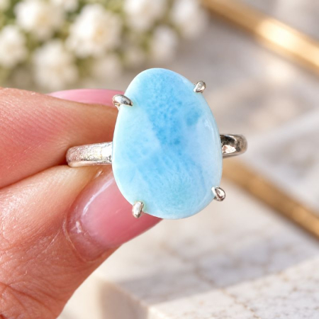 Inel de argint cu larimar in gherute, 19 mm diametrul [2]