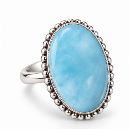 Bijuterii pietre semipretioase - Inel de argint cu larimar, marimea 55