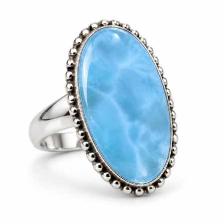 Inele argint cu pietre - Inel de argint cu larimar, marimea 57
