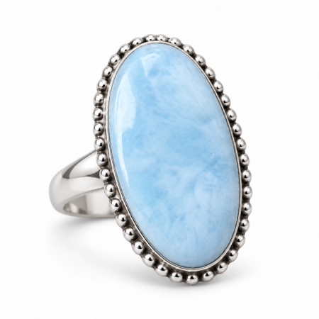 Inele argint cu pietre - Inel de argint cu larimar, marimea 52
