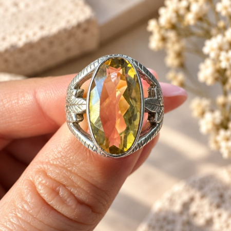 Inel de argint cu lemon topaz Frunze [2]