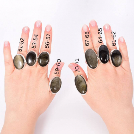 Inel de argint cu obsidian cu luciu argintiu [2]