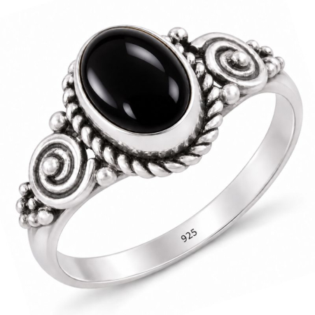 Inel de argint cu onix negru oval Isadora