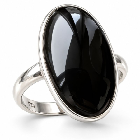 Bijuterii onix - Inel de argint cu onix oval, marimea 55