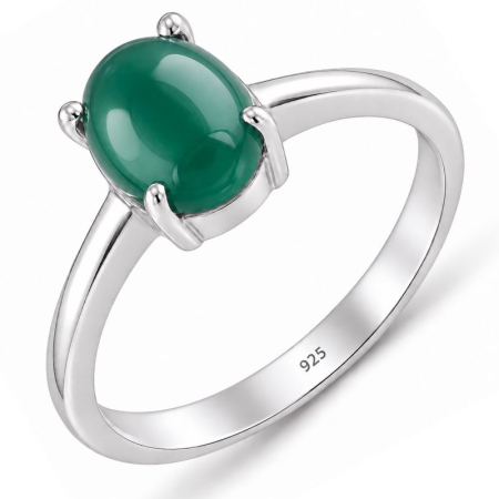 Inel de argint cu onix verde in gherute