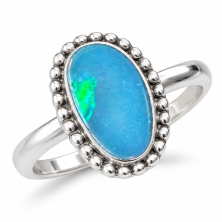 Bijuterii opal - Inel de argint cu opal australian, 19 mm diametrul