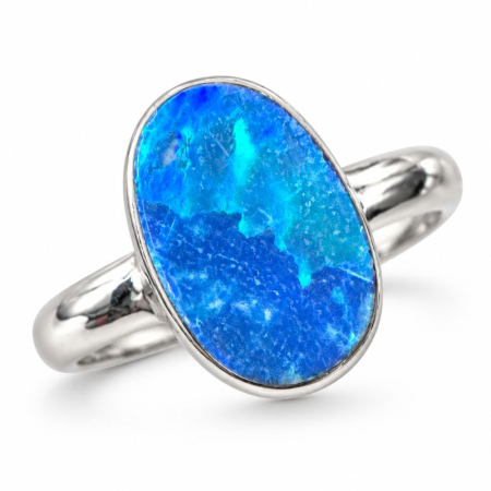 Bijuterii opal - Inel de argint cu opal australian, 19 mm diametrul