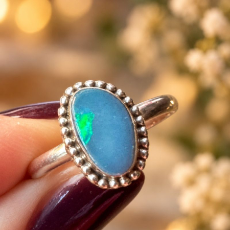 Inel de argint cu opal australian, 19 mm diametrul [2]