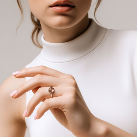 Bijuterii turmaline - Inel reglabil cu bilute argint si turmalina roz