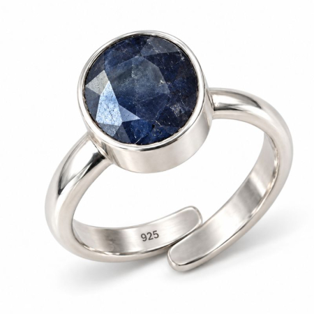 Bijuterii pietre semipretioase - Inel de argint reglabil cu safir albastru oval