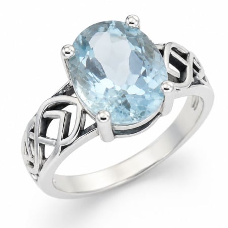 Bijuterii pietre semipretioase - Inel argint cu topaz albastru, design celtic