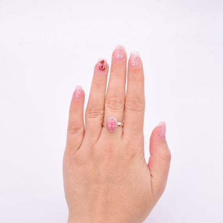 Inel din argint cu piatra RODOCROZIT, oval [1]