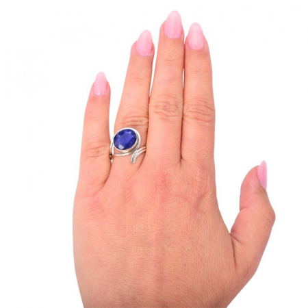 Inel reglabil argint cu piatra safir 52-57 [1]