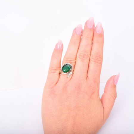 Inel reglabil argint cu piatra smarald [1]
