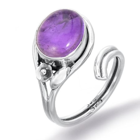 Colecția nouă Podoabele Mele - Inel reglabil cu ametist natural din argint 925