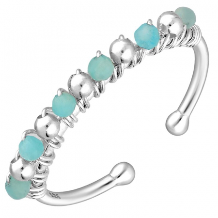 Inel reglabil cu bilute argint si amazonit, marime 48-53 [0]