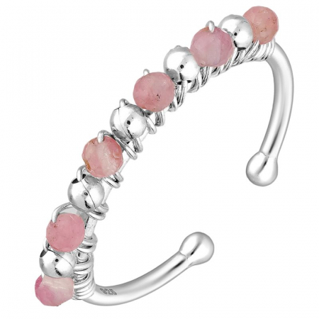 Inel reglabil cu bilute argint si turmalina roz [0]