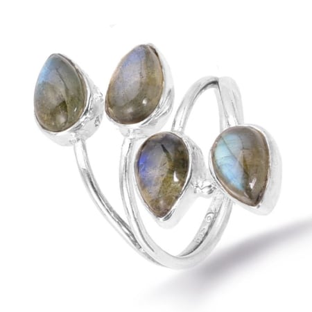 Inele argint cu pietre - Inel reglabil din argint cu 4 pietre labradorit