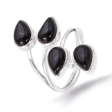 Inele argint cu pietre - Inel reglabil din argint cu 4 pietre onix