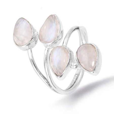 Inele argint cu pietre - Inel reglabil din argint cu 4 x piatra lunii