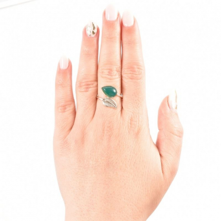 Inel argint reglabil cu piatra onix verde [3]