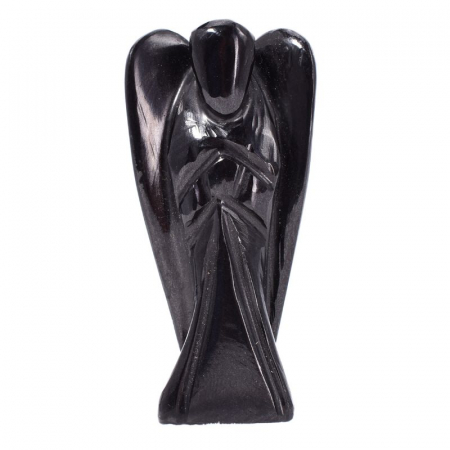 Figurine din pietre semiprețioase - Inger din obsidian sculptat manual