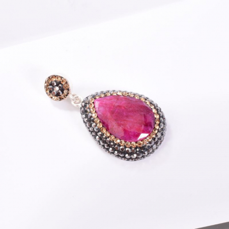 Pandanitv argint placat cu aur - rubin, hematit, CZ [1]