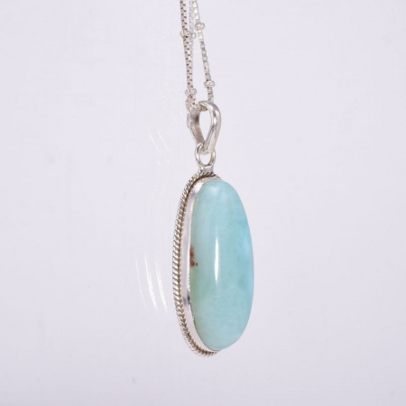 Pandantiv argint 925 larimar oval Funie Rasucita [1]
