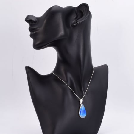 Pandantiv argint - agat Botswana albastru, forma para [2]