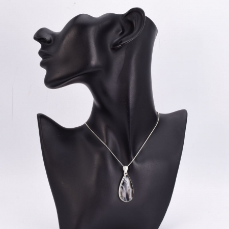 Pandantiv argint agat negru cu benzi forma para [2]