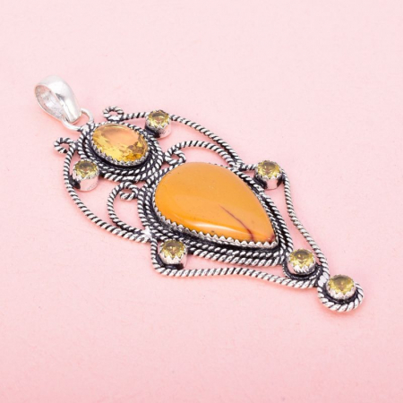 Pandantiv argint Candelabru cu jasp mookait, citrin [2]