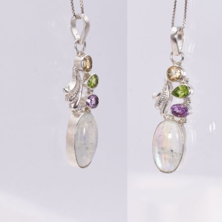 Pandantiv argint  - citrin, peridot, ametist, piatra lunii [3]