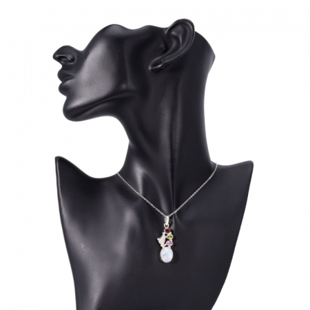 Pandantiv argint cocktail - granat, peridot, ametist, piatra lunii [1]