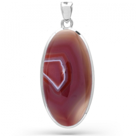 Pandantiv argint cu agat Botswana rosu cu gri [0]