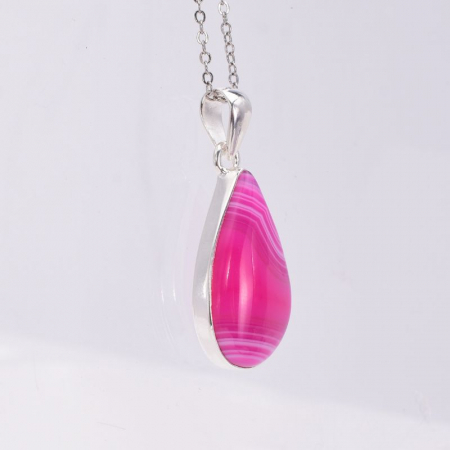 Pandantiv argint cu agat Botswana roz forma para [1]