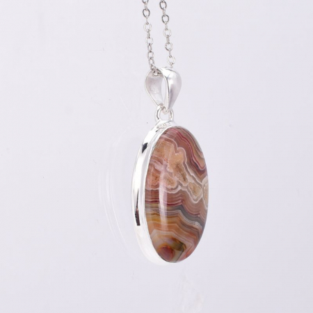 Pandantiv argint cu agat mexican oval [1]