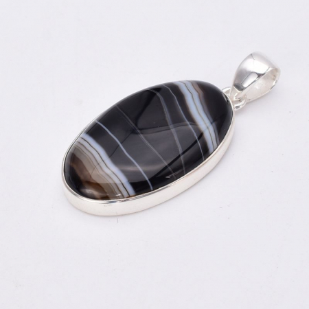 Pandantiv argint cu agat negru cu benzi Umbre [2]