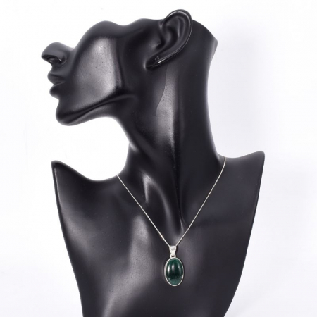 Pandantiv argint cu aventurin oval Oaza Verde [1]