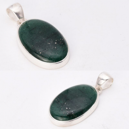 Pandantiv argint cu aventurin oval Oaza Verde [3]