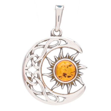 Bijuterii chihlimbar - Pandantiv argint cu chihlimbar Astre, model celtic