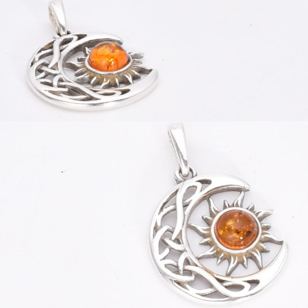 Pandantiv argint cu chihlimbar Astre, model celtic [2]