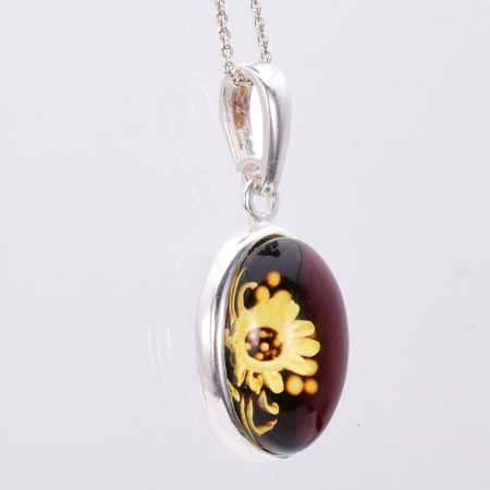 Pandantiv argint cu chihlimbar Cameo - Floarea Soarelui [2]