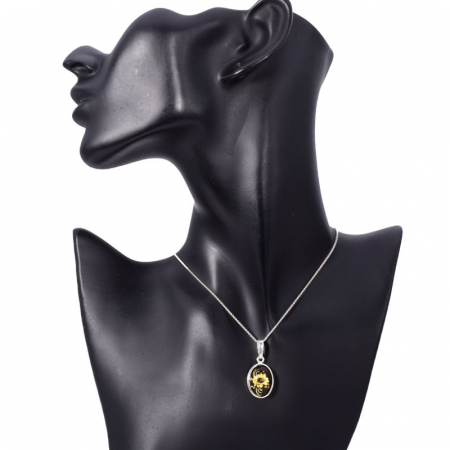 Pandantiv argint cu chihlimbar Cameo - Floarea Soarelui [1]