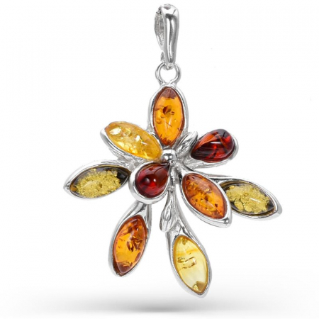 Pandantiv argint cu chihlimbar multicolor Explozie de Lumina [0]