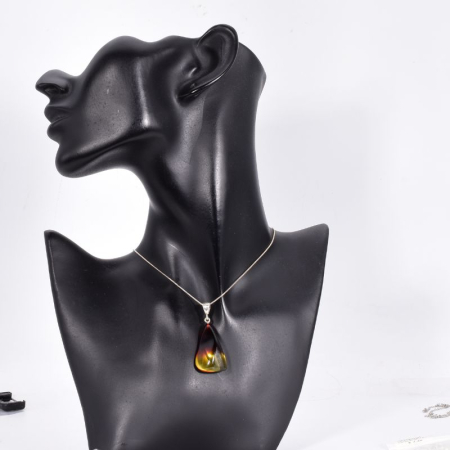 Pandantiv argint cu chihlimbar ombre Eclat Rouge [1]